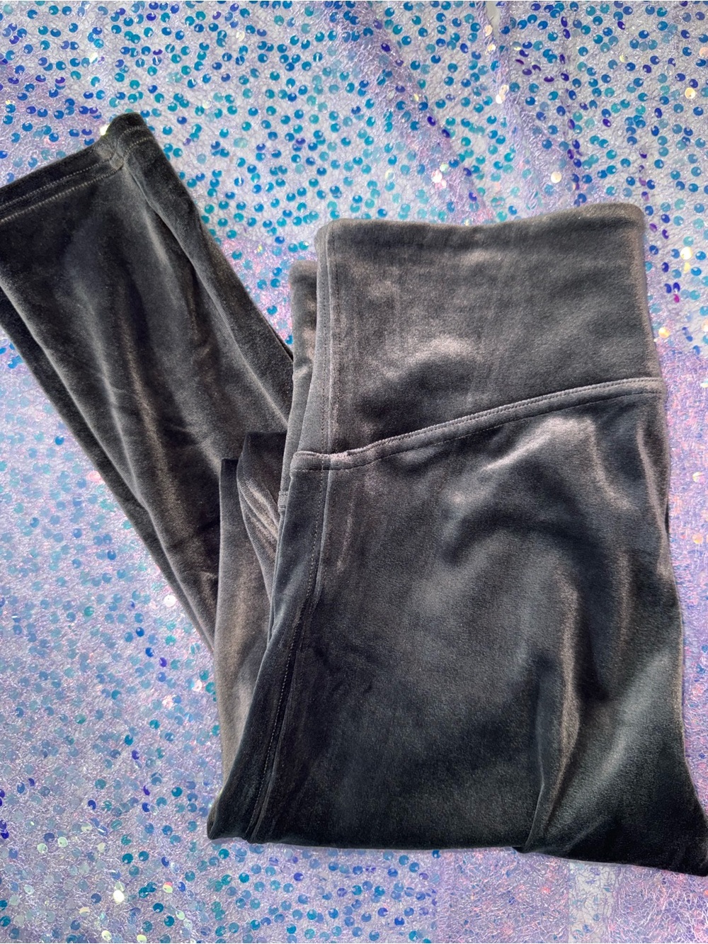 2526-SPANX Black Velvet Leggings for Women